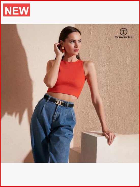 Faux Leather Belts with Gold Buckle for Jeans and Pants main image 7